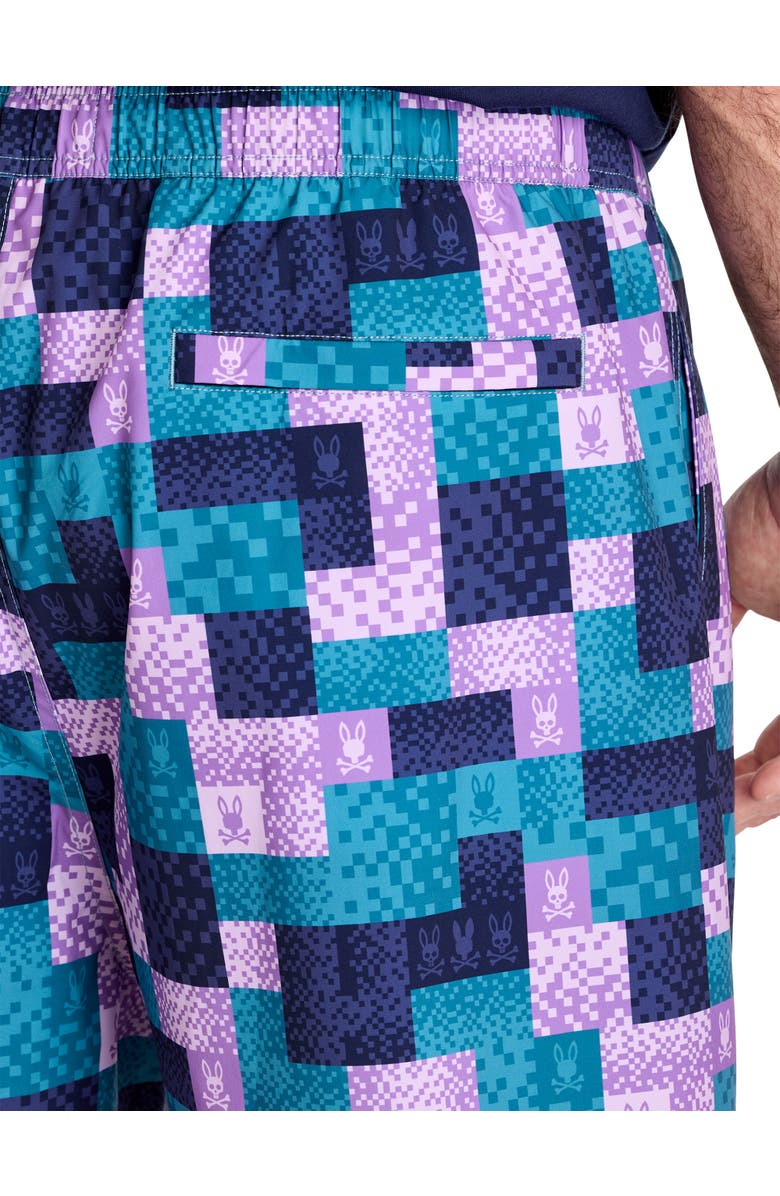 Psycho Bunny Big & Tall Olivier All Over Bunny Swim Trunks, Alternate, color, Mallard Blue