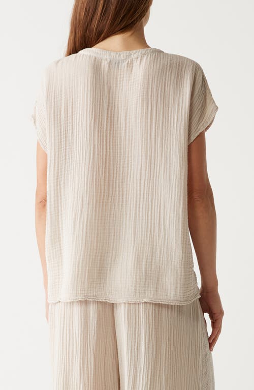 Michael Stars Naomi Split Neck Gauze Top In Cement