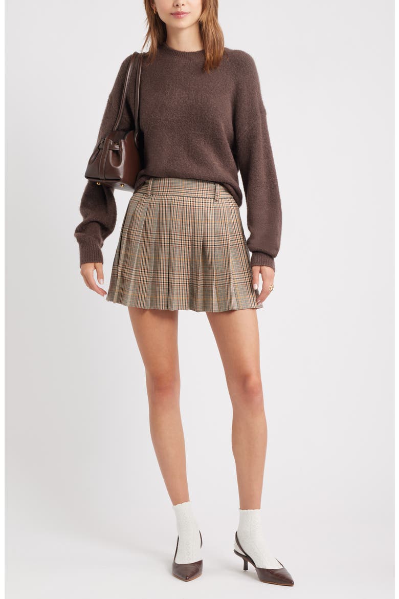 Pleated Plaid Miniskirt, Alternate, color, TAN SOPHIA MINI CHECK