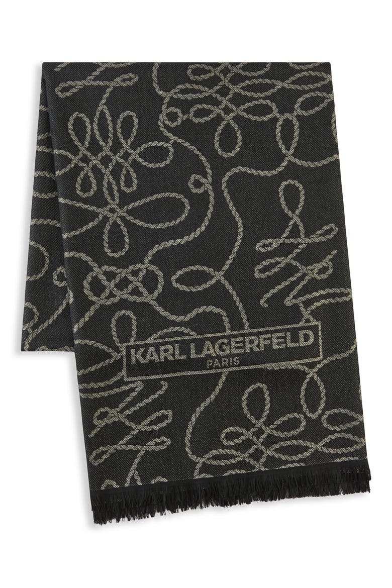 Nautical Knots Wrap Scarf, Alternate, color, BLACK