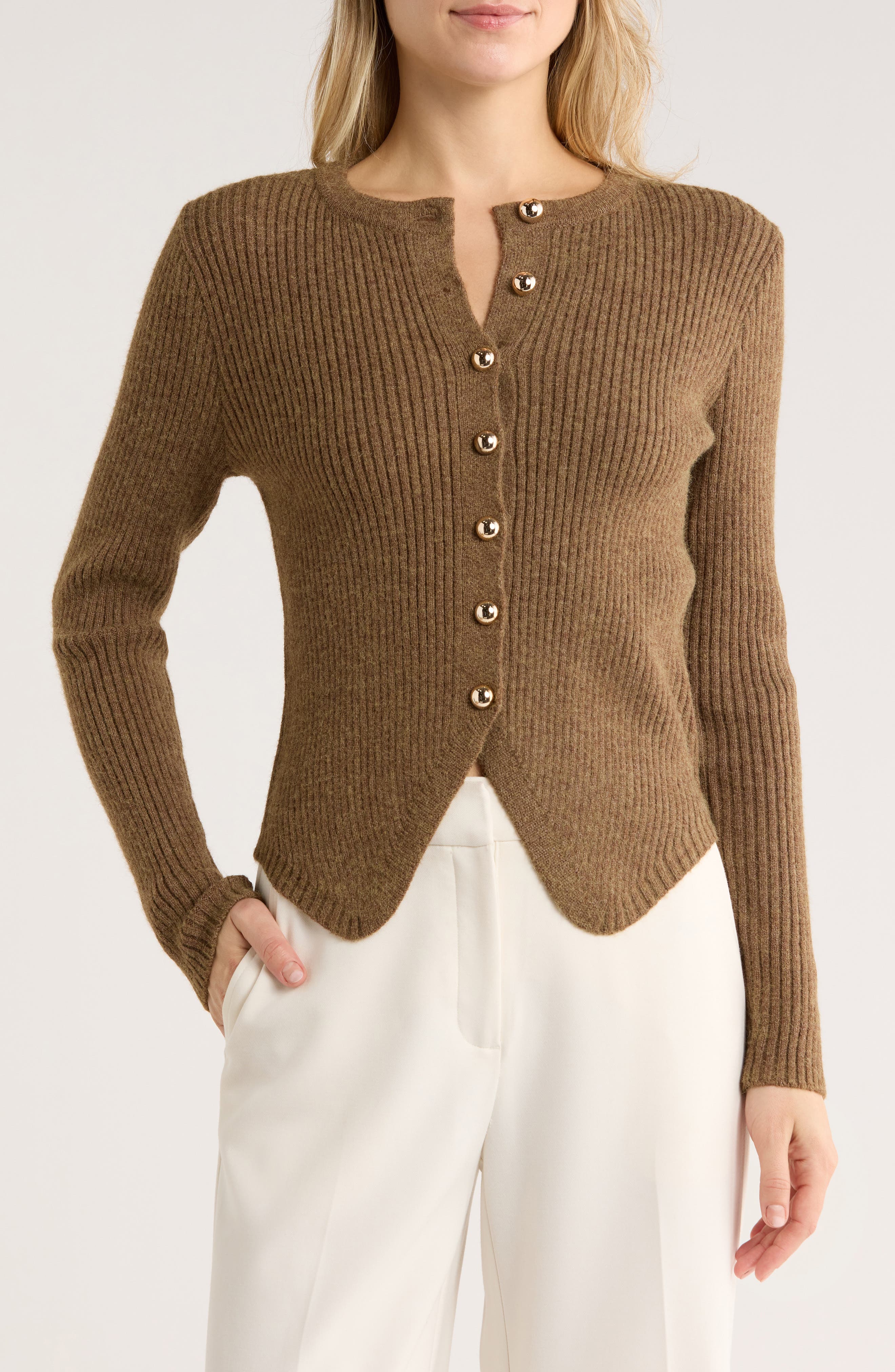 Elodie Cutaway Rib Cardigan