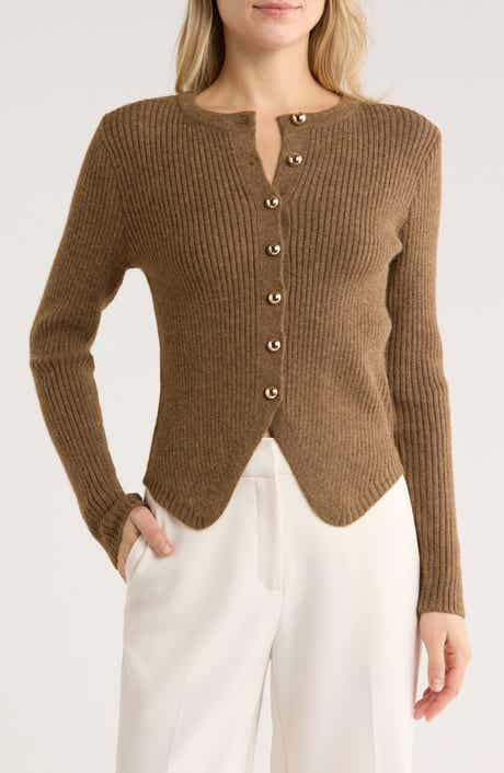 Elodie Cutaway Rib Cardigan