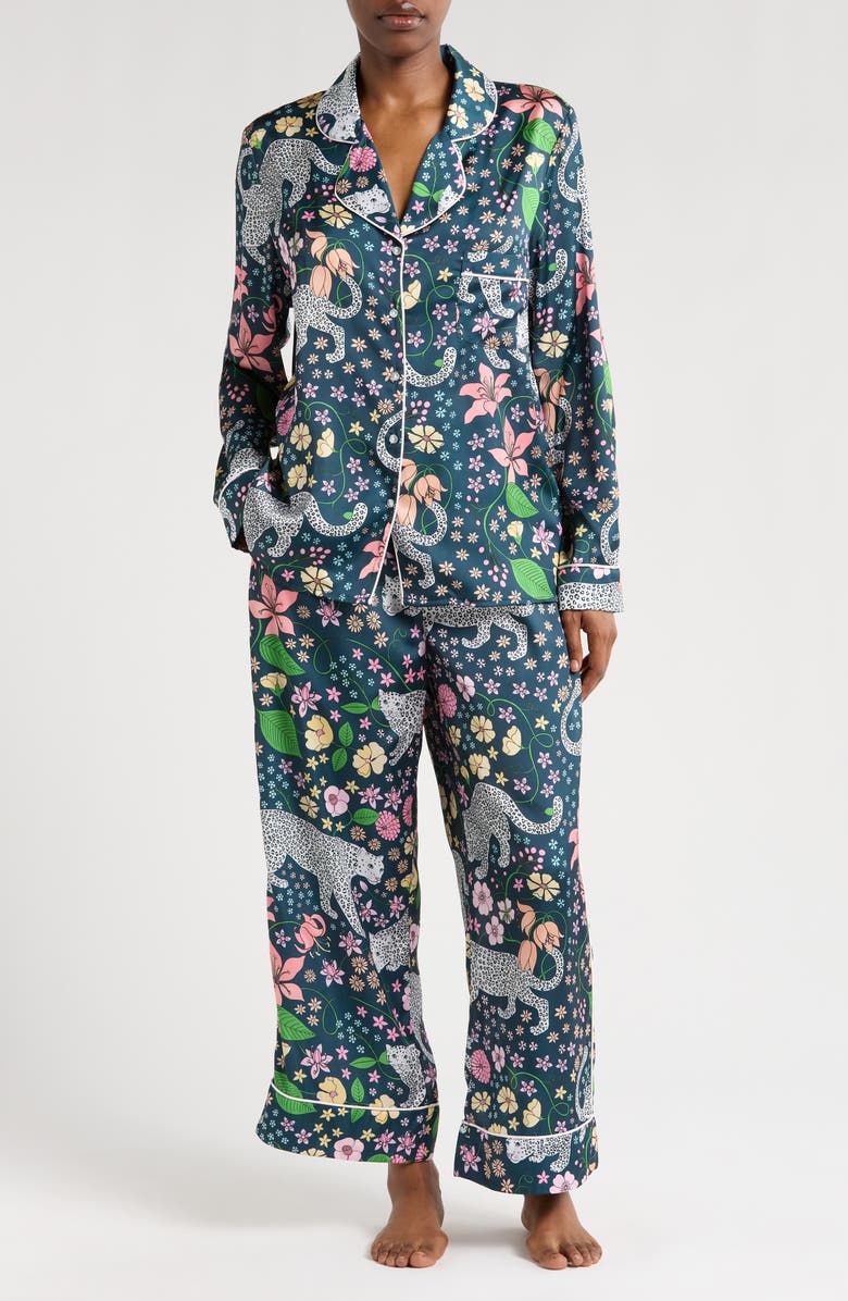 Karen Mabon Spring Leopards Satin Pajamas, Main, color, 