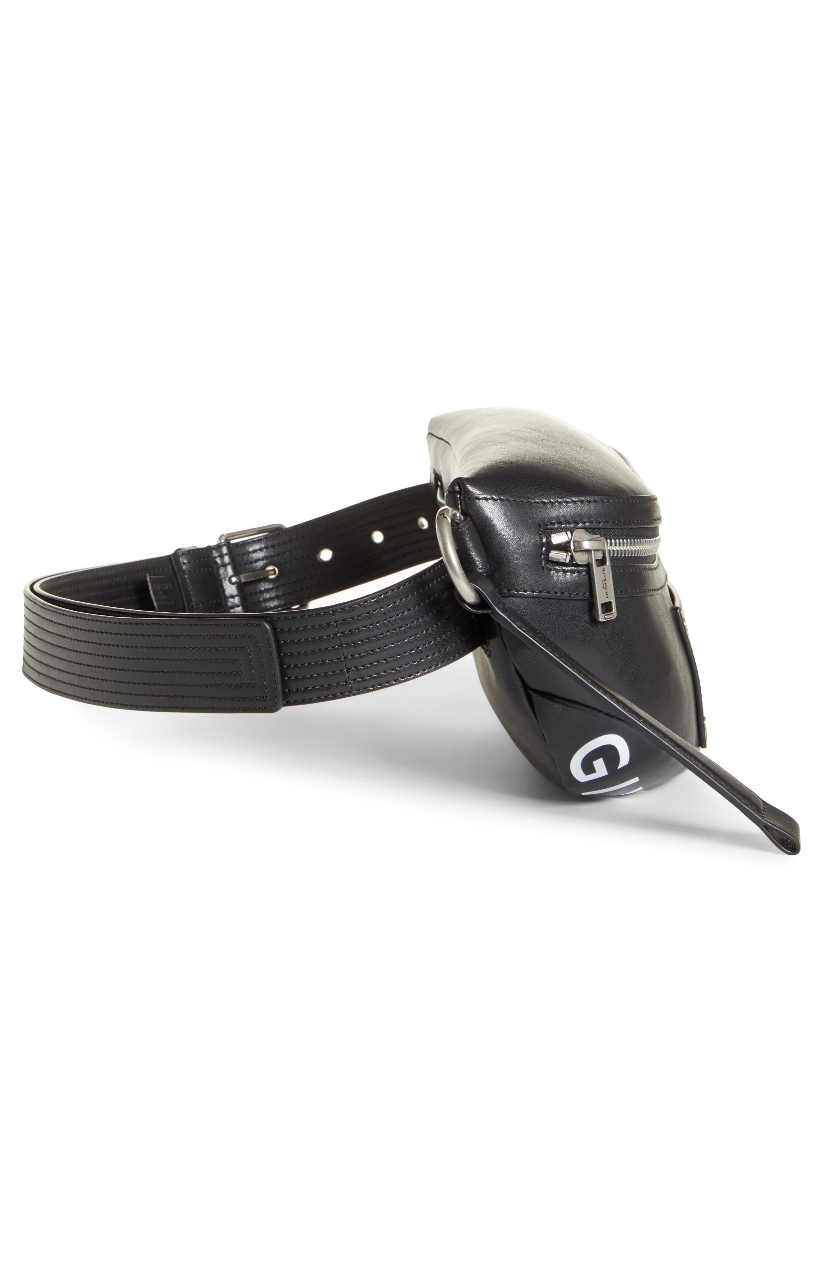 Givenchy Logo Leather Belt Bag, Alternate, color, 