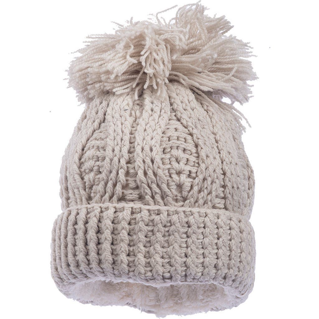 Shop Nirvana Designs Big Pom Rib Fold Hat In Linen