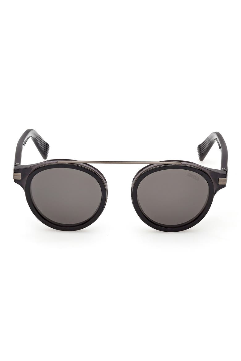 48mm Small Geometric Sunglasses, Main, color, TRANSPARENT GREY / RUTHENIUM