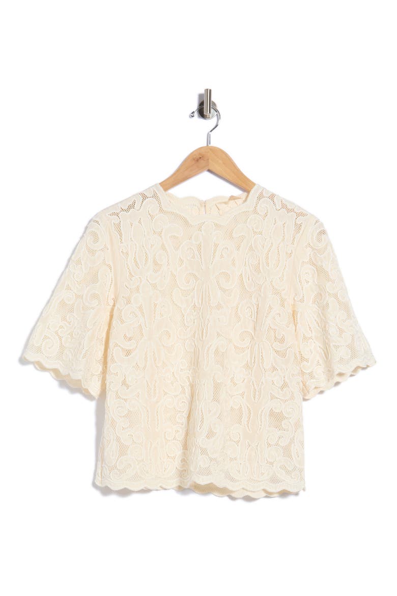 Tasia Appliqué Silk Top, Main, color, CHALK