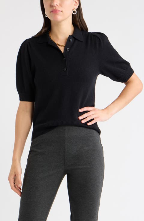 Argyle Wool & Cashmere Blend Polo Sweater