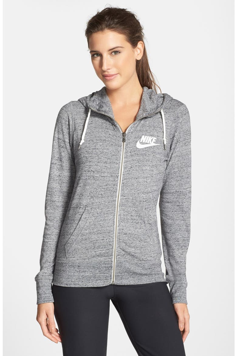 'Gym Vintage' Zip Front Hoodie, Main, color, GREY
