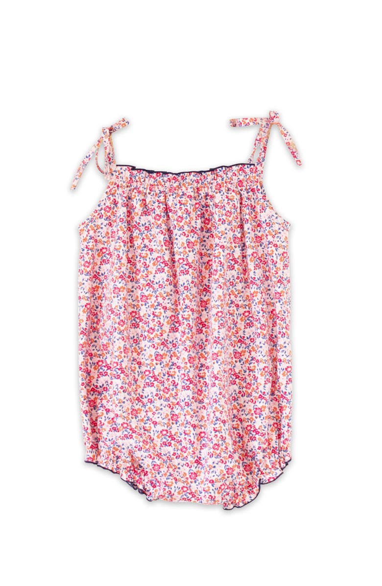 Beet World Baby Romper with Smocked Neck, Main, color, Red And Blue