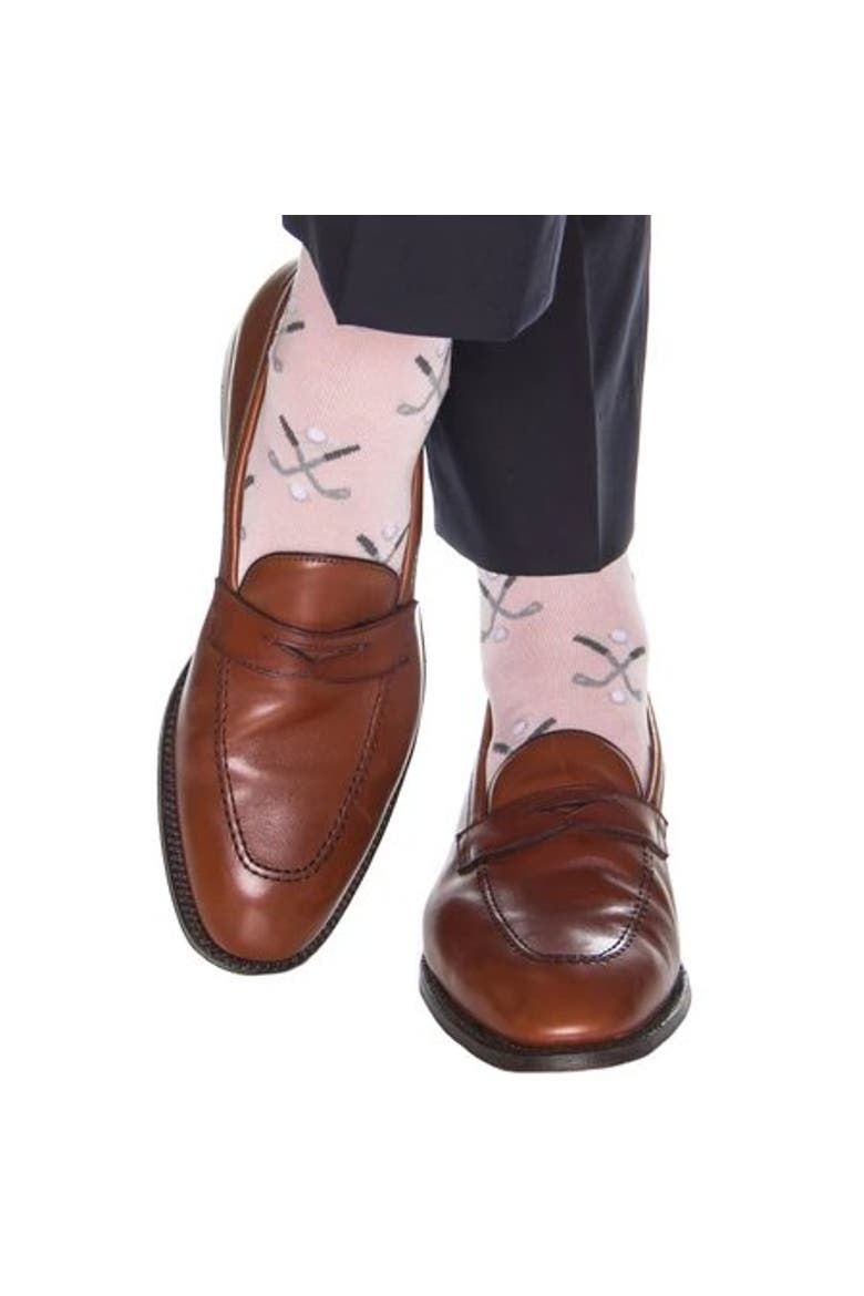 Hole In One Golf Novelty Mercerized Cotton Mid-Calf Socks, Alternate, color, Pink