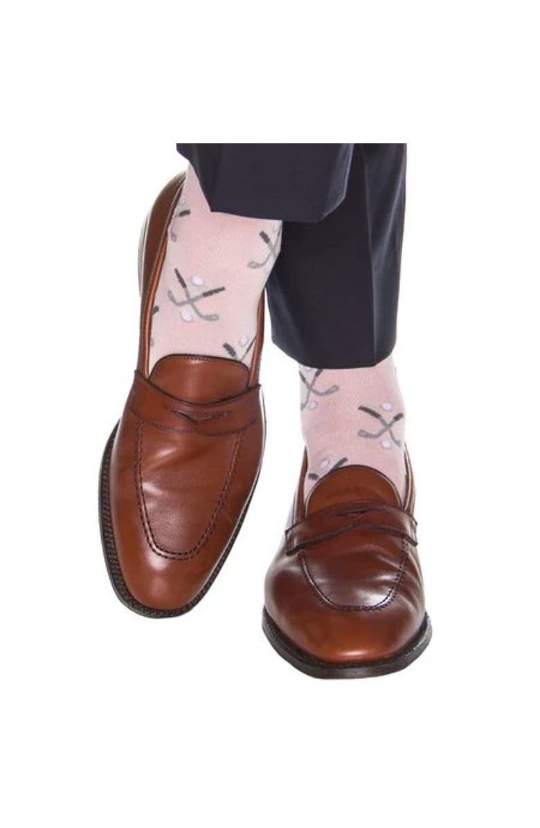 Trafalgar Hole In One Golf Novelty Mercerized Cotton Mid-Calf Socks, Alternate, color, Pink