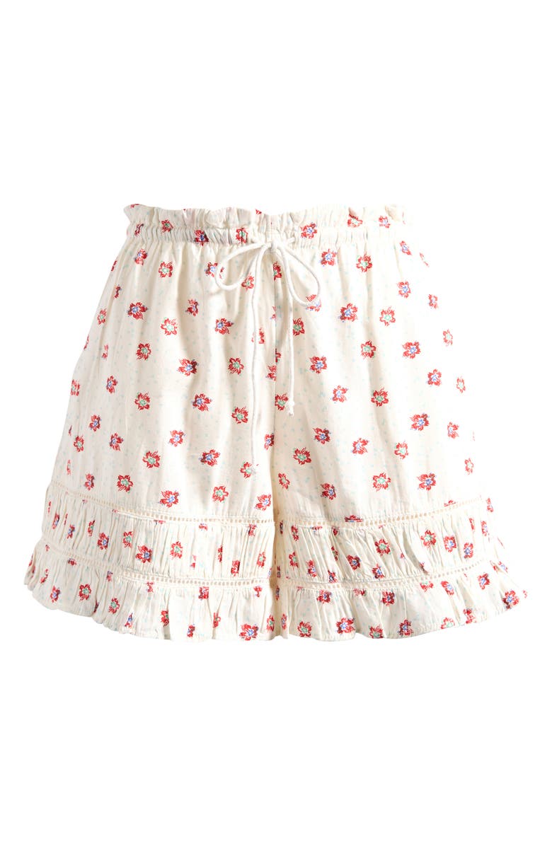 Free People Cambridge Floral Ruffle Shorts, Main, color, Ivory Combo