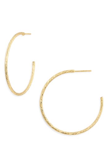 Argento Vivo Diamond Cut Hoop Earrings