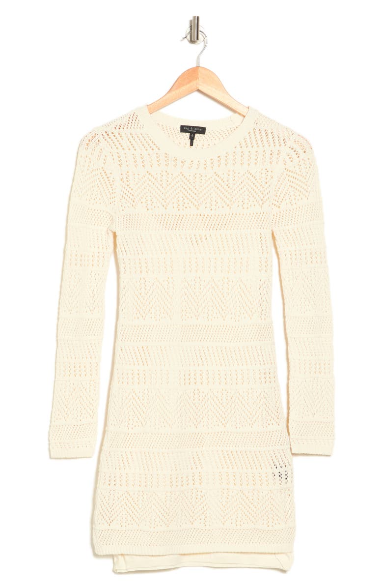 rag & bone Renee Long Sleeve Crochet Minidress, Alternate, color, 