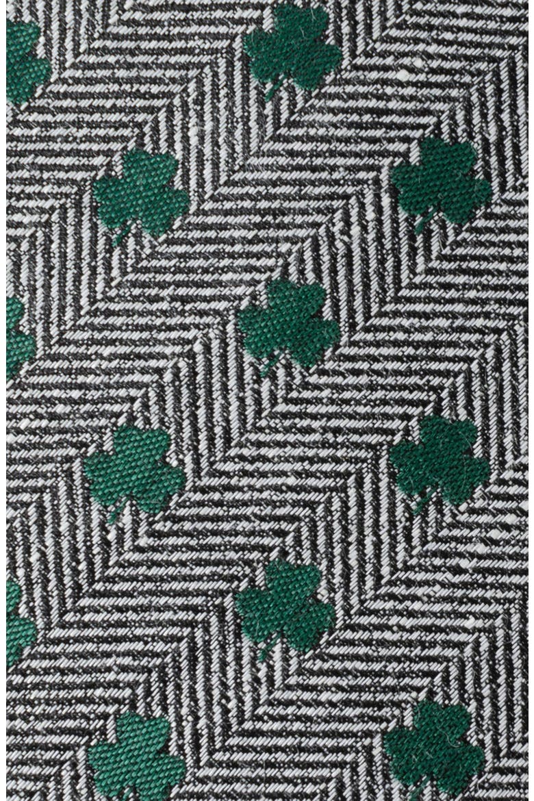 Herringbone Shamrock Linen Tie, Alternate, color, GRAY