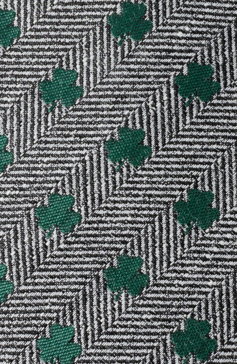 Cufflinks, Inc. Herringbone Shamrock Linen Tie, Alternate, color, Gray