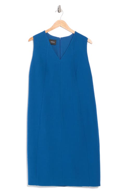 V-Neck Wool Shift Dress