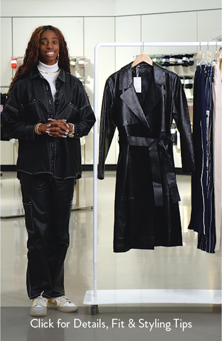 Tie Waist Leather Trench Coat, sales video thumbnail