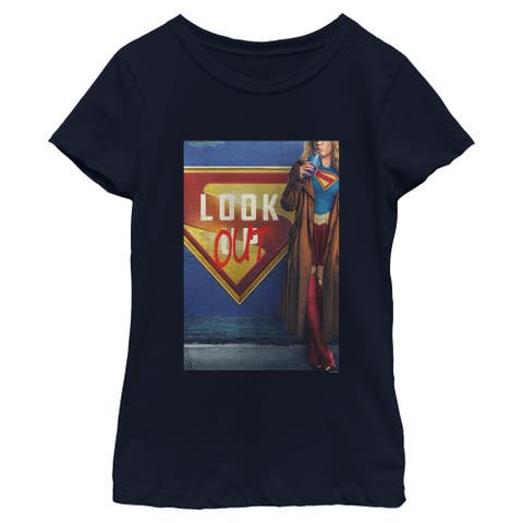 Girl's Supergirl Official Look Out Poster  Graphic T-Shirt