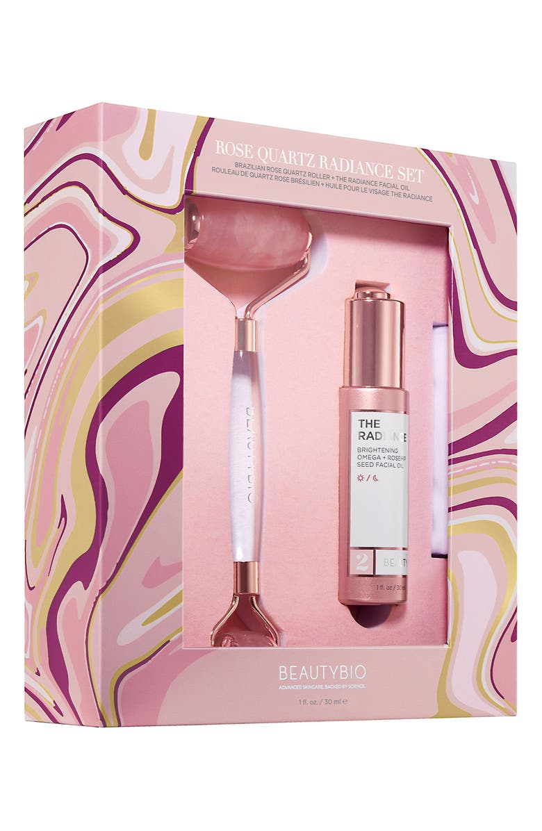 BeautyBio Rose Quartz Facial Roller & Oil Set, Alternate, color, 