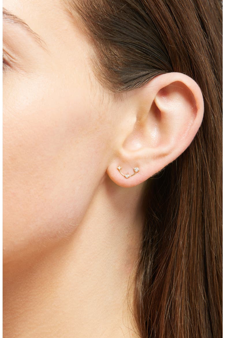 14K Gold Diamond Curved Stud Earrings, Alternate, color, 14K YELLOW GOLD
