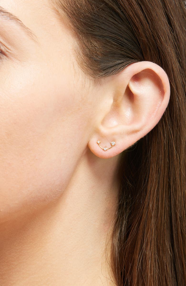 Zoë Chicco 14K Gold Diamond Curved Stud Earrings, Alternate, color, 14K Yellow Gold