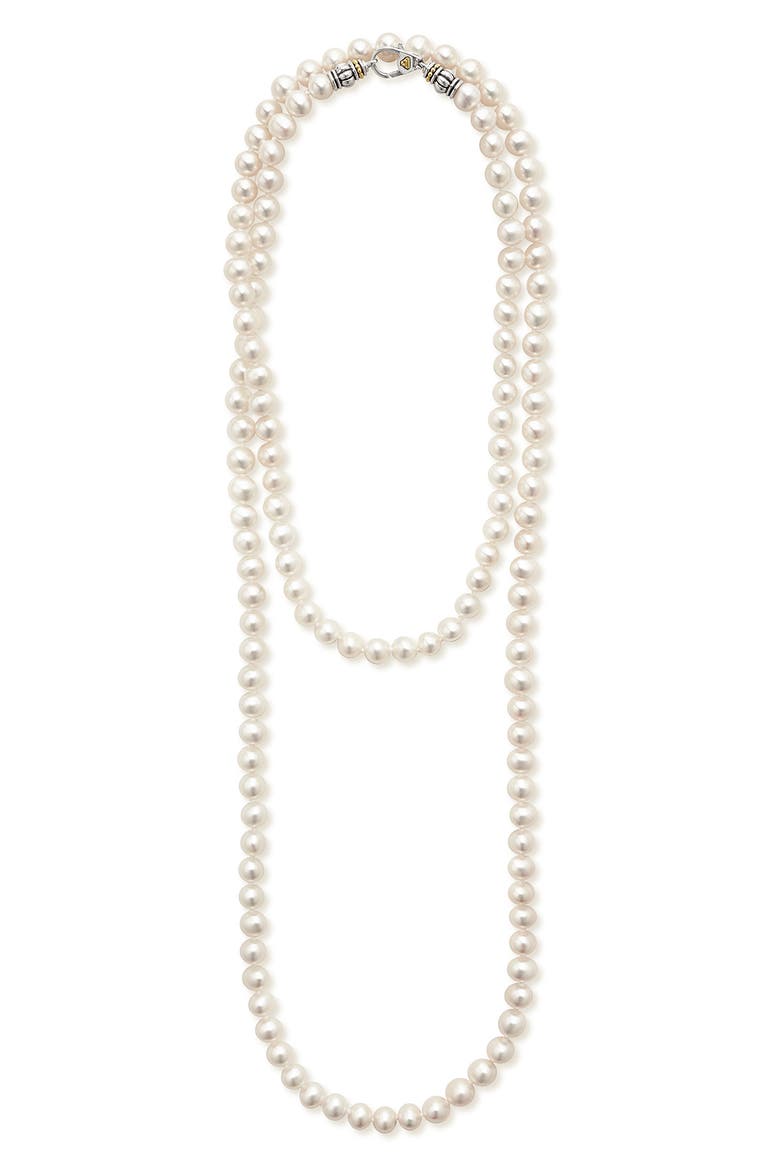 Luna Freshwater Pearl Necklace, Main, color, PEARL/ SILVER