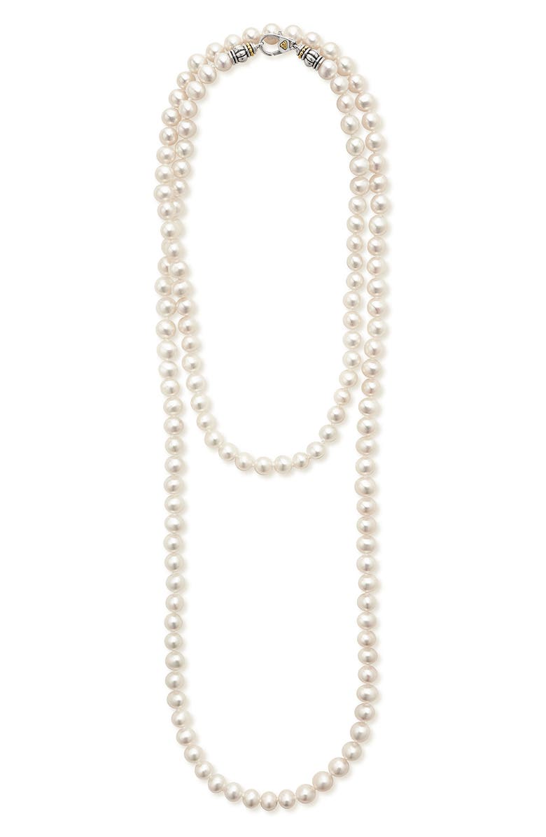 LAGOS Luna Freshwater Pearl Necklace, Main, color, Pearl/ Silver