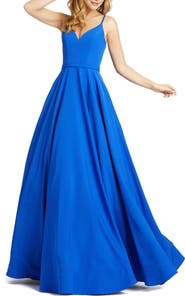 Mac Duggal Classic  Sleeveless A-Line V-Neck Ballgown