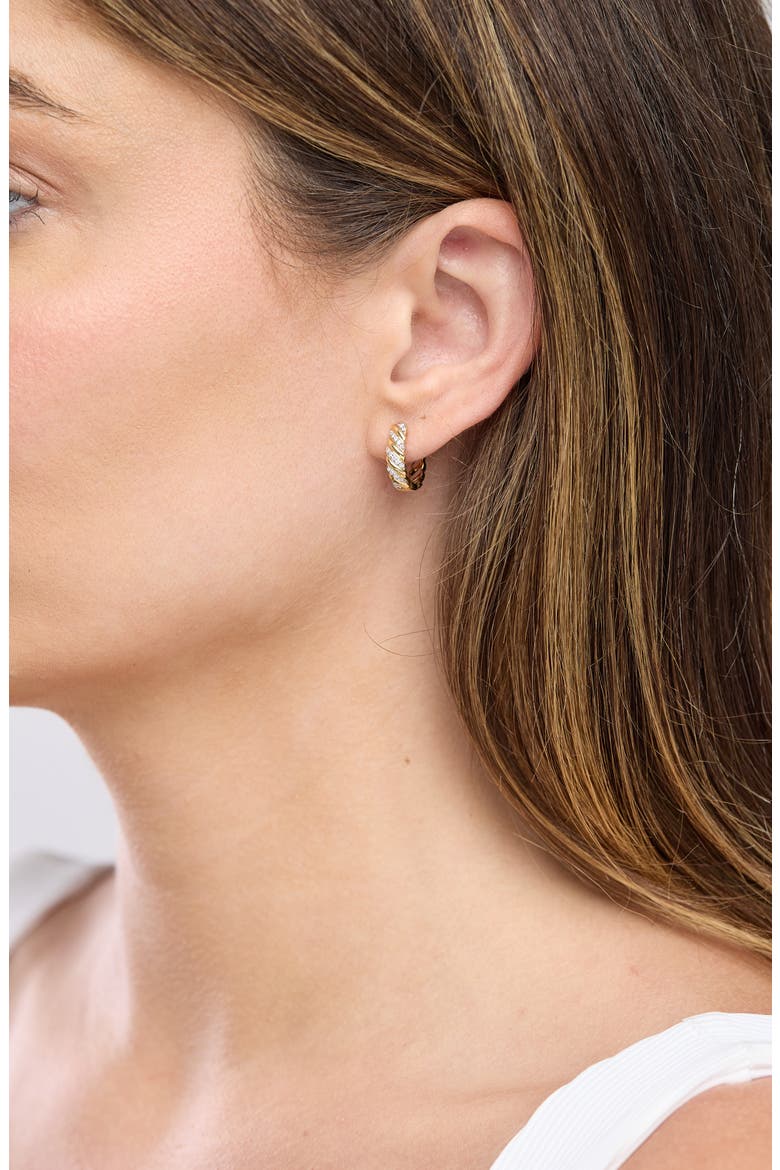 18K Gold Cleo Diamond Twisted Hoop Earrings, 14mm, Alternate, color, 18K YELLOW GOLD/ DIAMOND