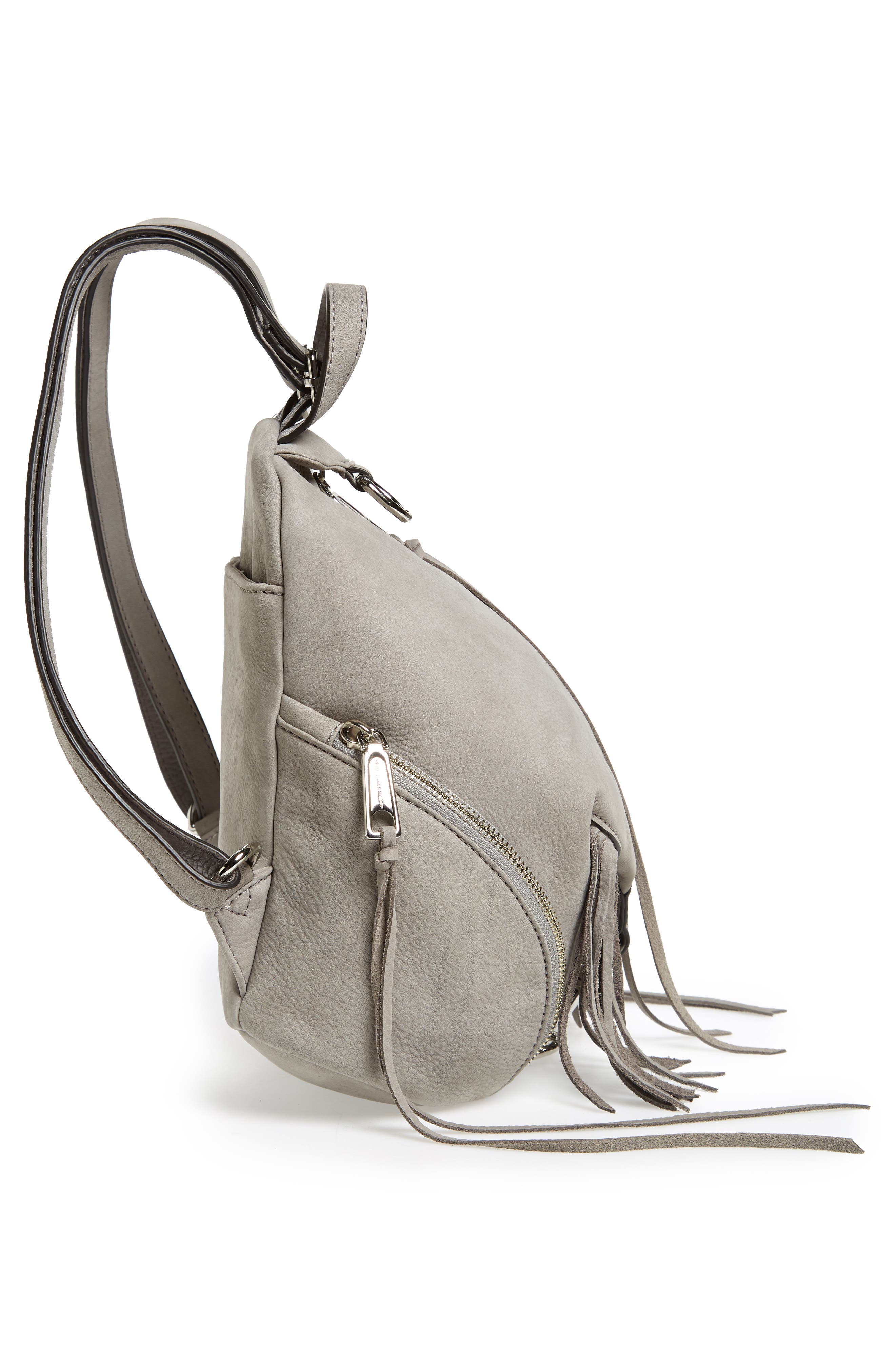 Julian Fringe Leather Backpack, Alternate, color, GREY