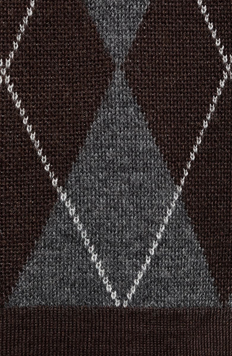 MANGO Rombus Argyle Plaid Short Sleeve Sweater, Alternate, color, Grey