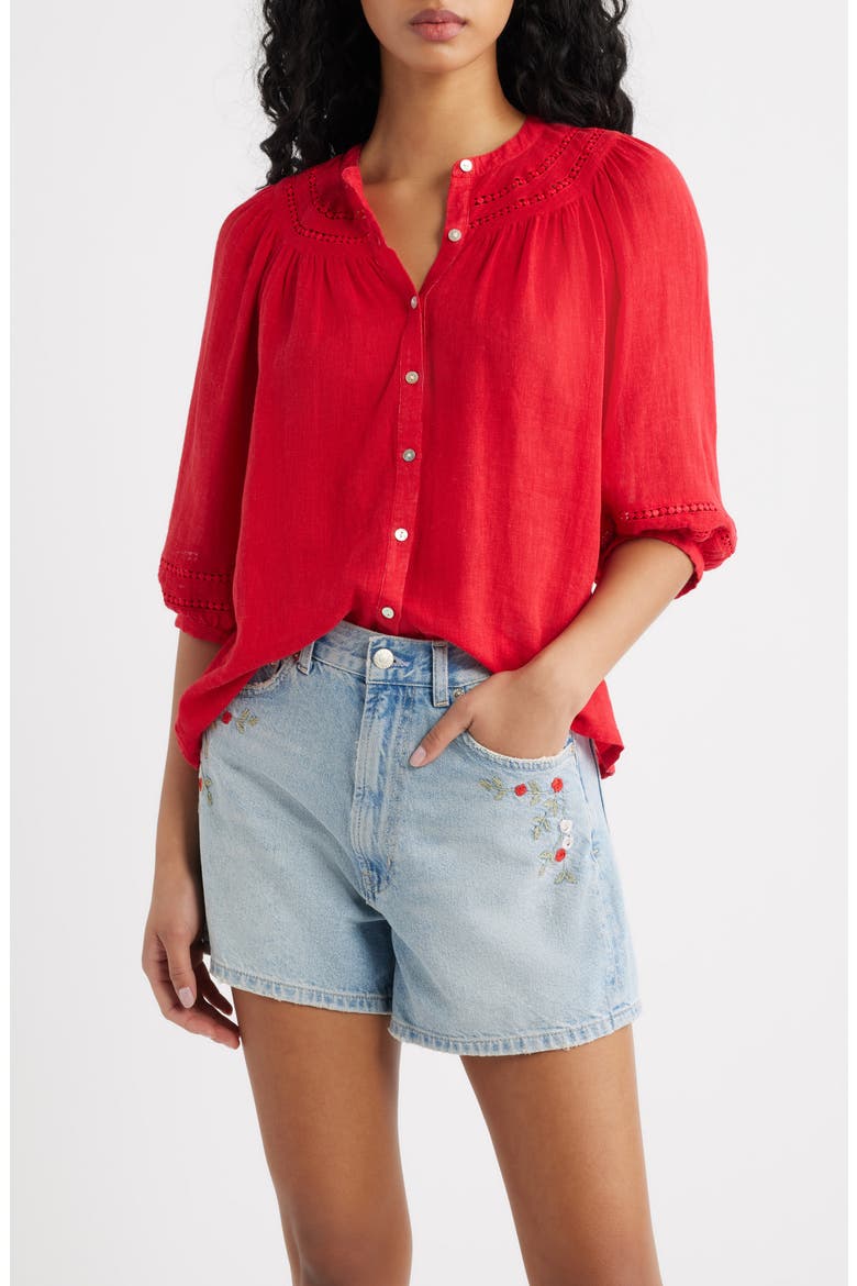 x Giadzy Theia Button-Up Top, Main, color, TOMATO