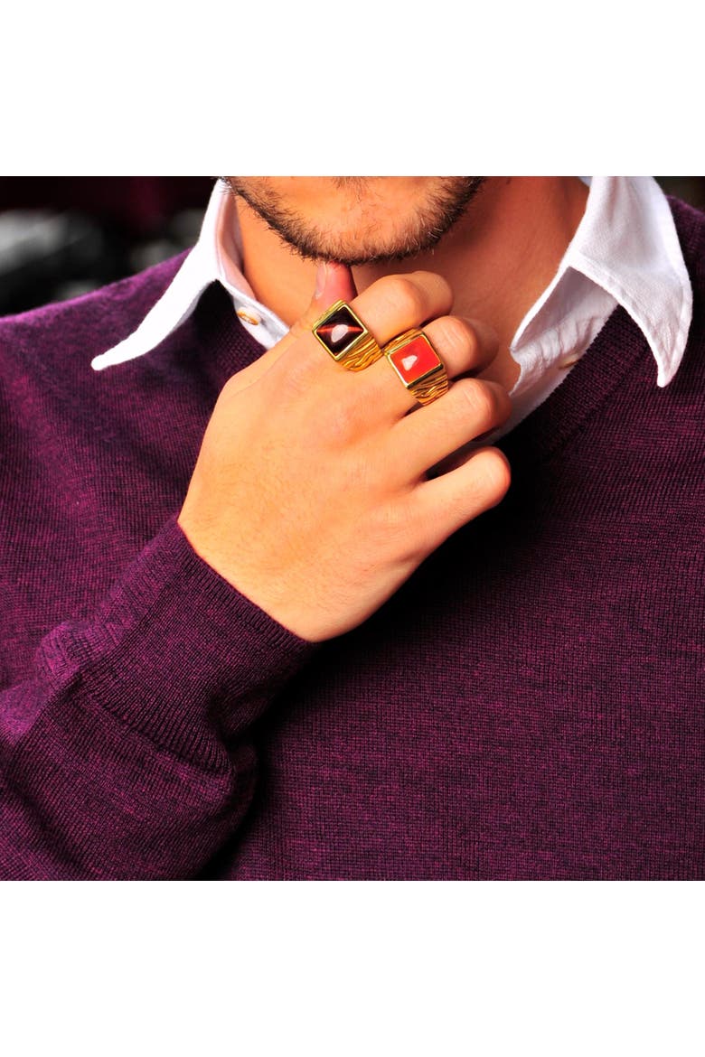 Chatoyant Red Tiger Eye Sterling Silver Men Signet Ring, Alternate, color, 14KT Gold Vermeil on Sterling