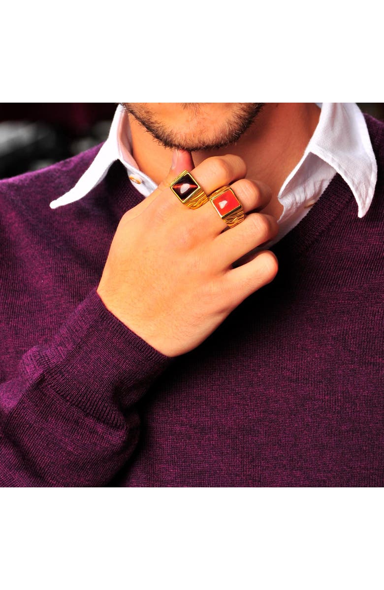 LuvMyJewelry Chatoyant Red Tiger Eye Sterling Silver Men Signet Ring, Alternate, color, 14Kt Gold Vermeil On Sterling