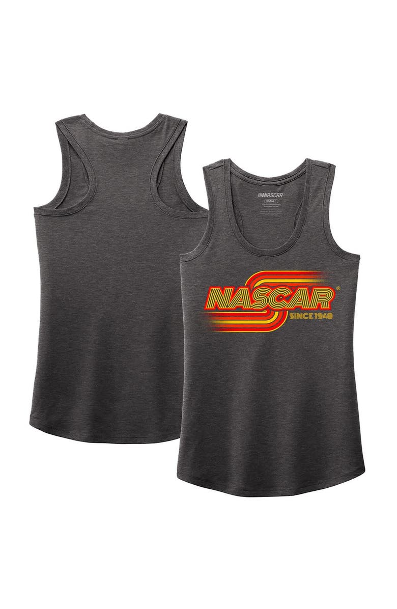 NASCAR Women's NASCAR Heather Charcoal Name & Number Racer Back Tri-Blend Tank Top, Main, color, Heather Charcoal