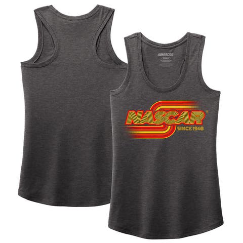 Women's NASCAR Heather Charcoal Name & Number Racer Back Tri-Blend Tank Top