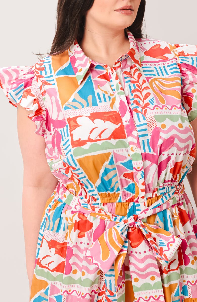 FLYING TOMATO Printed Maxi Shirtdress, Alternate, color, Multi Print