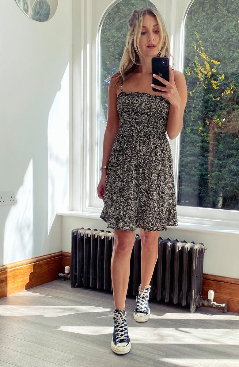 Topshop Animal Print Minidress, Alternate, color,