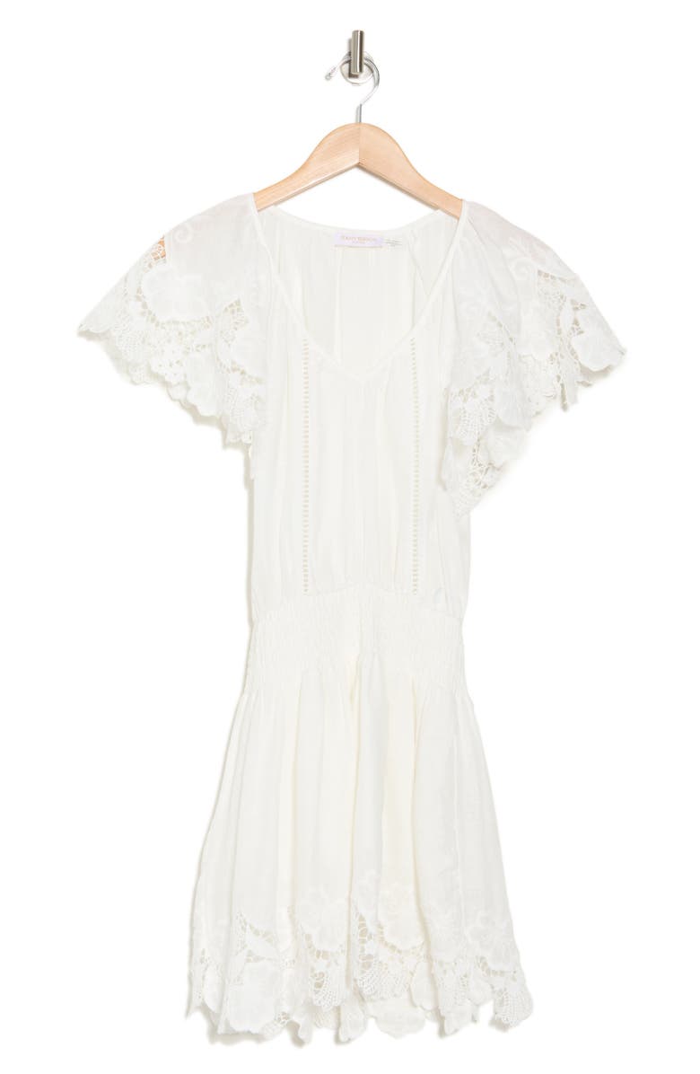 Ramy Brook Ryan Lace Trim Linen Minidress, Alternate, color,