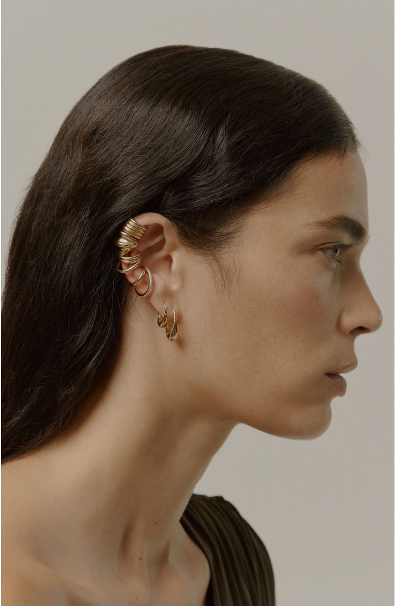 Otiumberg 14kt Gold Vermeil Roscida Drop Hoop Earrings, Alternate, color, Yellow Toned Gold