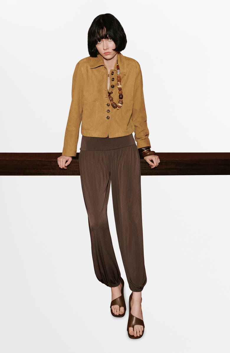 MANGO Suede Jacket, Alternate, color, Ochre