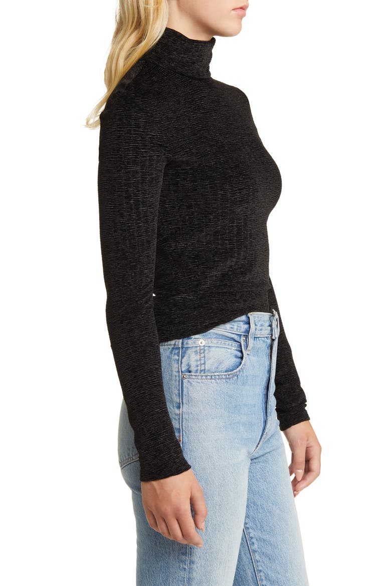 Stretch Velvet Turtleneck, Alternate, color, BLACK