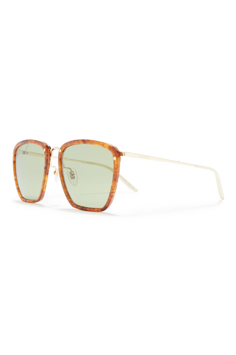 56mm Square Sunglasses, Alternate, color, HAVANA GOLD GREEN/ GRN