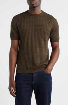 Emporio Armani Geometric Texture Short Sleeve Crewneck Sweater