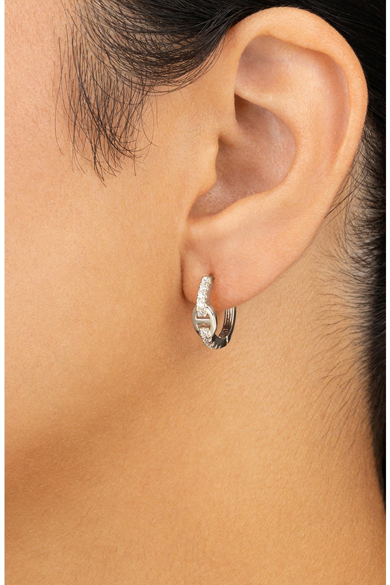 Clementine Cubic Zirconia Hoop Earrings, Alternate, color, SILVER