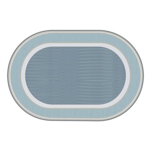 Sense of Place Highland Stripe Blue Oval Carpet - 6' X 9'