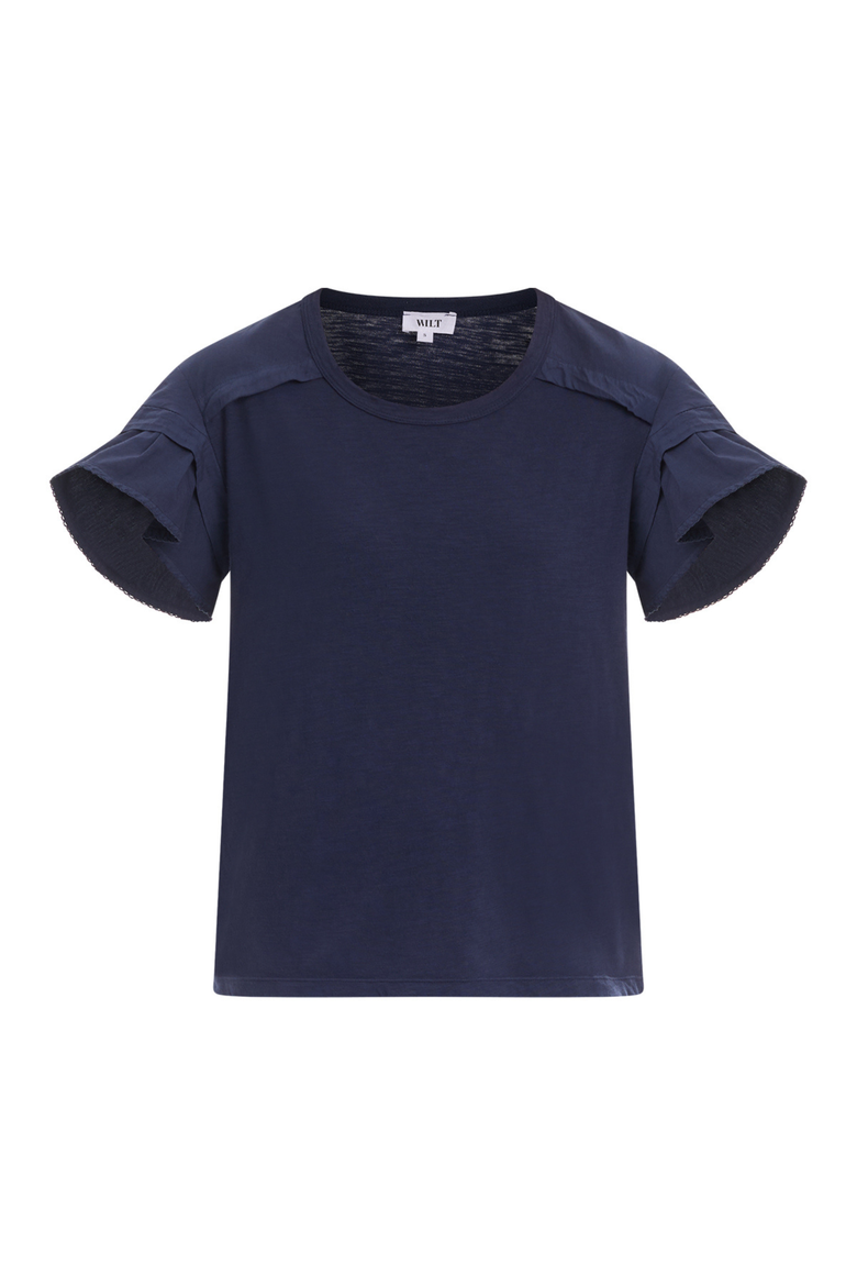 Ruffle Short Sleeve Tee, Alternate, color, Naval Academy