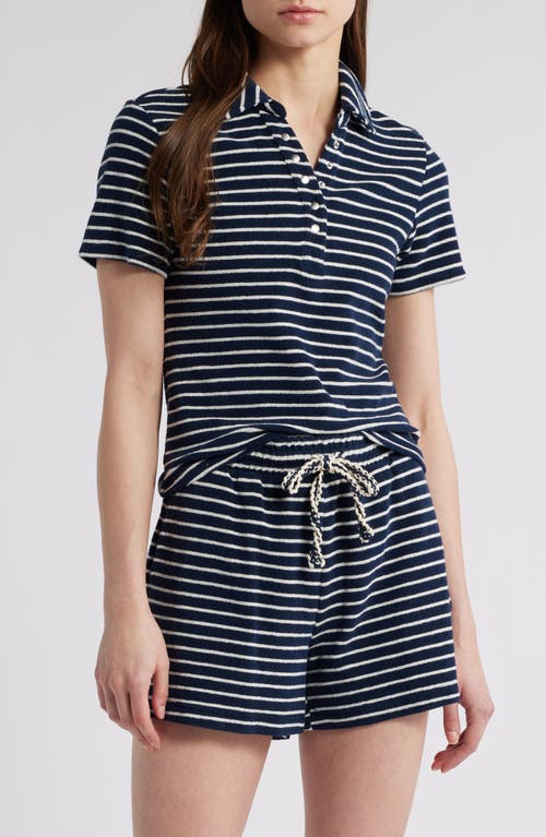 Rails Naveli Stripe Cotton Terry Cloth Polo In Navy Ivory Stripe